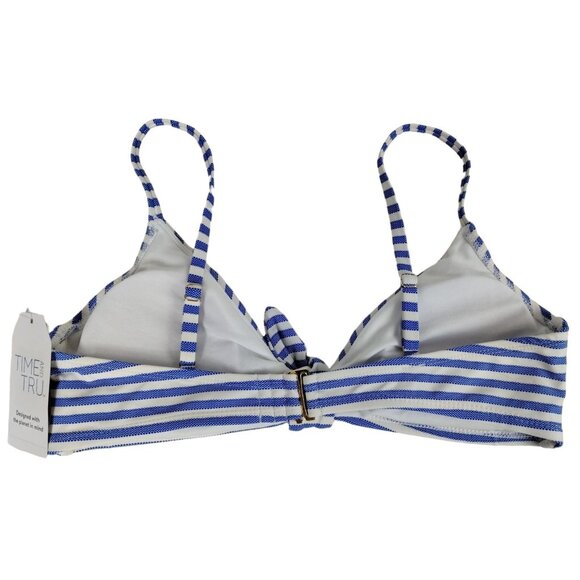 Time and Tru Womens Large Blue White Textured Stripe Bikini Top - Picture 6 of 8